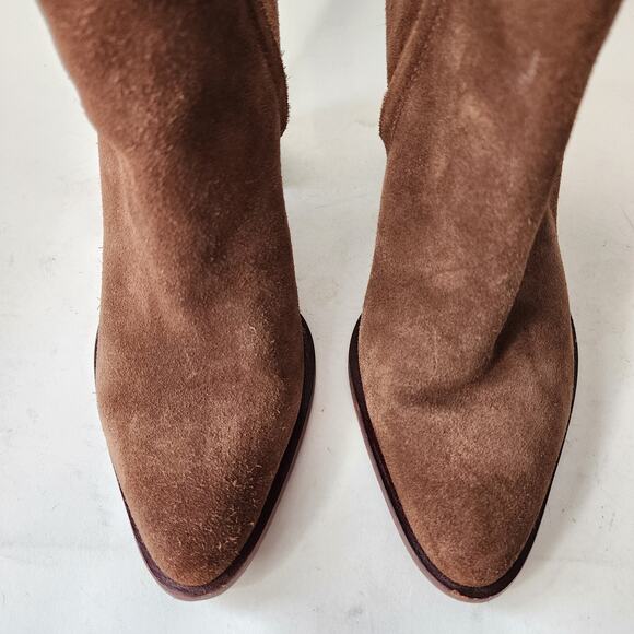 Sam Edelman Blake Brown Suede Ankle Boots Size 8M Block Heel Booties - Picture 4 of 8
